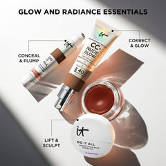 Mature skin look using IT Cosmetics Do It All Serum Color Balm for natural radiance