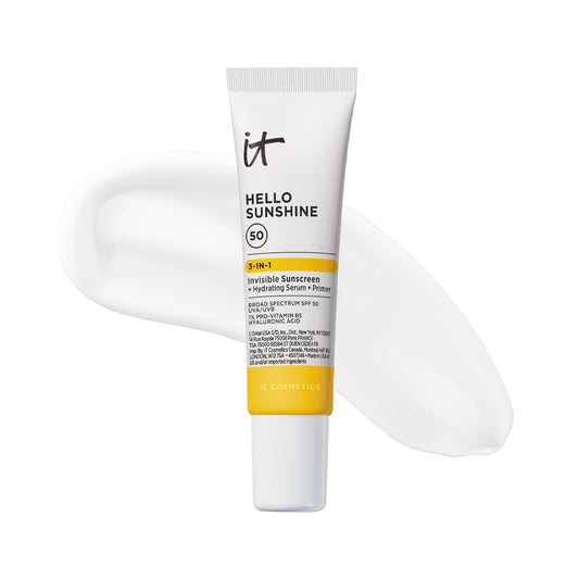 IT Cosmetics Hello Sunshine bottle with pump for easy, even application.