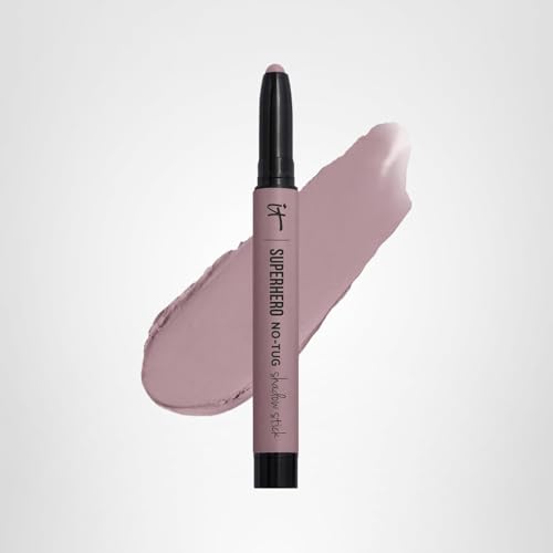 IT Cosmetics Superhero No-Tug Mighty Mauve packaging shown for travel-friendly use.