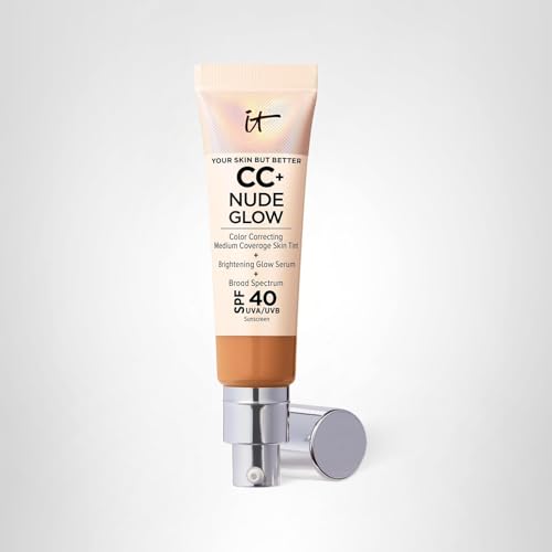 IT Cosmetics CC+ Nude Glow Tan finishing look for everyday use.