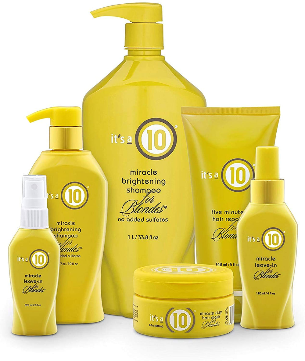 It's a 10 Blonde Leave-In close-up highlights softness and color care.
