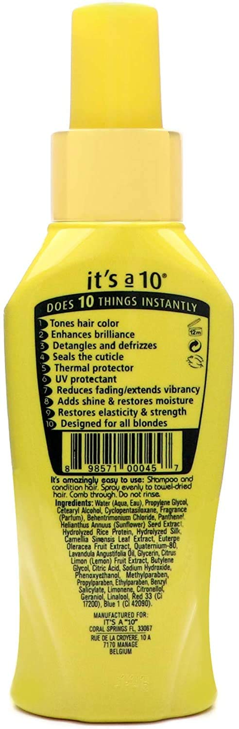 It's a 10 Blonde Miracle Leave-In demonstrates glow and soft, manageable strands.