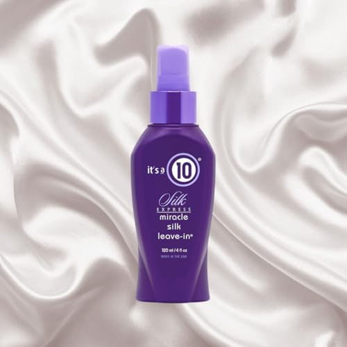 It's a 10 Silk Express Leave-In spray illustrating quick styling and frizz reduction.