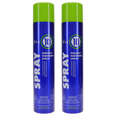 Its a 10 Miracle Finishing Spray bottle front shows a 10oz 2-pack for flexible hold