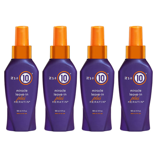 It's a 10 Miracle Leave-In Plus Keratin Spray bottle pour helps tame frizz