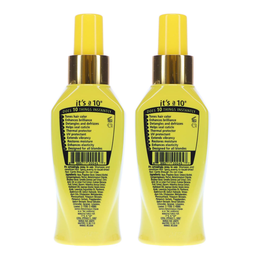ITS A 10 Miracle Leave-In for Blondes two-pack packaging shown together.