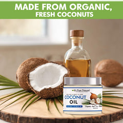 It's Pure Natural coconut oil applied to face for gentle moisturization.