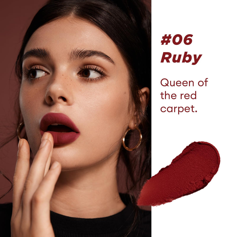 ITY Lip Stain conceals lip lines for a cleaner matte appearance.