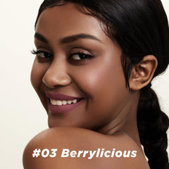 ITY Velvet Matte Lip Stain Berrylicious swatch demonstrates long-lasting color payoff.