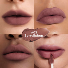 ITY Velvet Matte Lip Stain Berrylicious conceals lip lines for a smoother appearance.