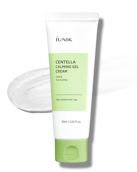 IUNIK Centella Calming Gel Cream packaging close-up highlighting vegan formula