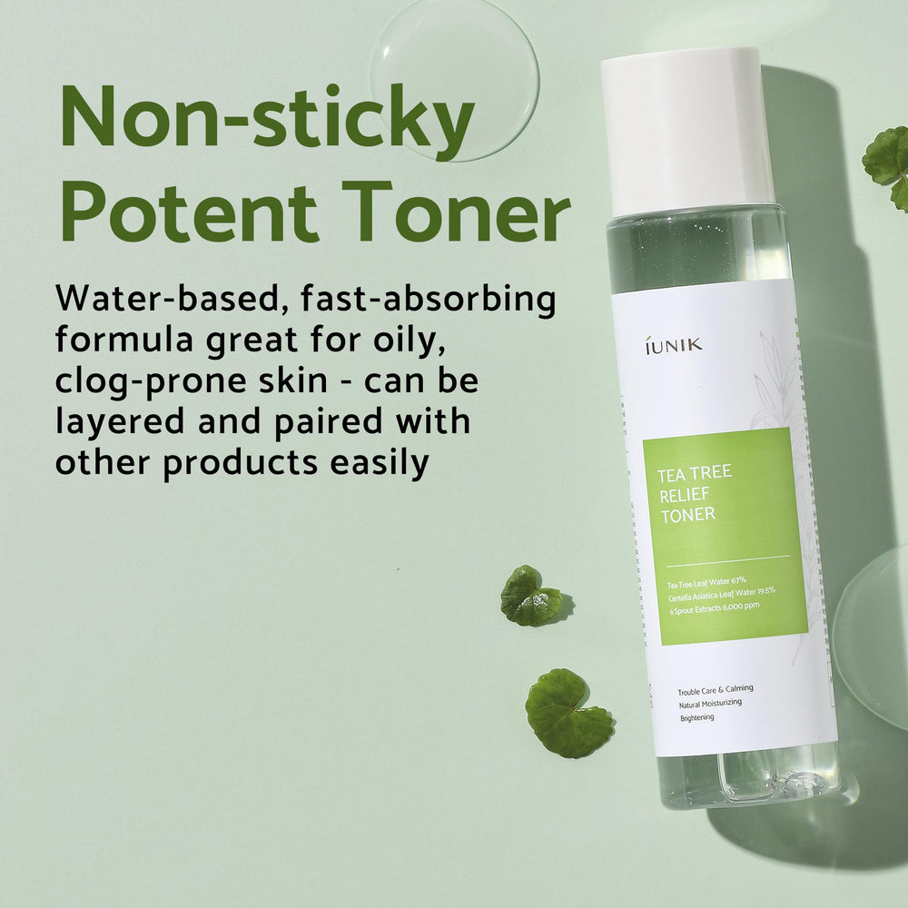 IUNIK Tea Tree Relief Toner packaging ready for daily routine on-the-go.