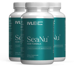 IVL SeaNu Hair Vitamins bottle front view highlighting key nutrients