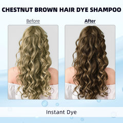 Ivnil Chestnut Brown Hair Dye Shampoo final chestnut shade on styled hair.