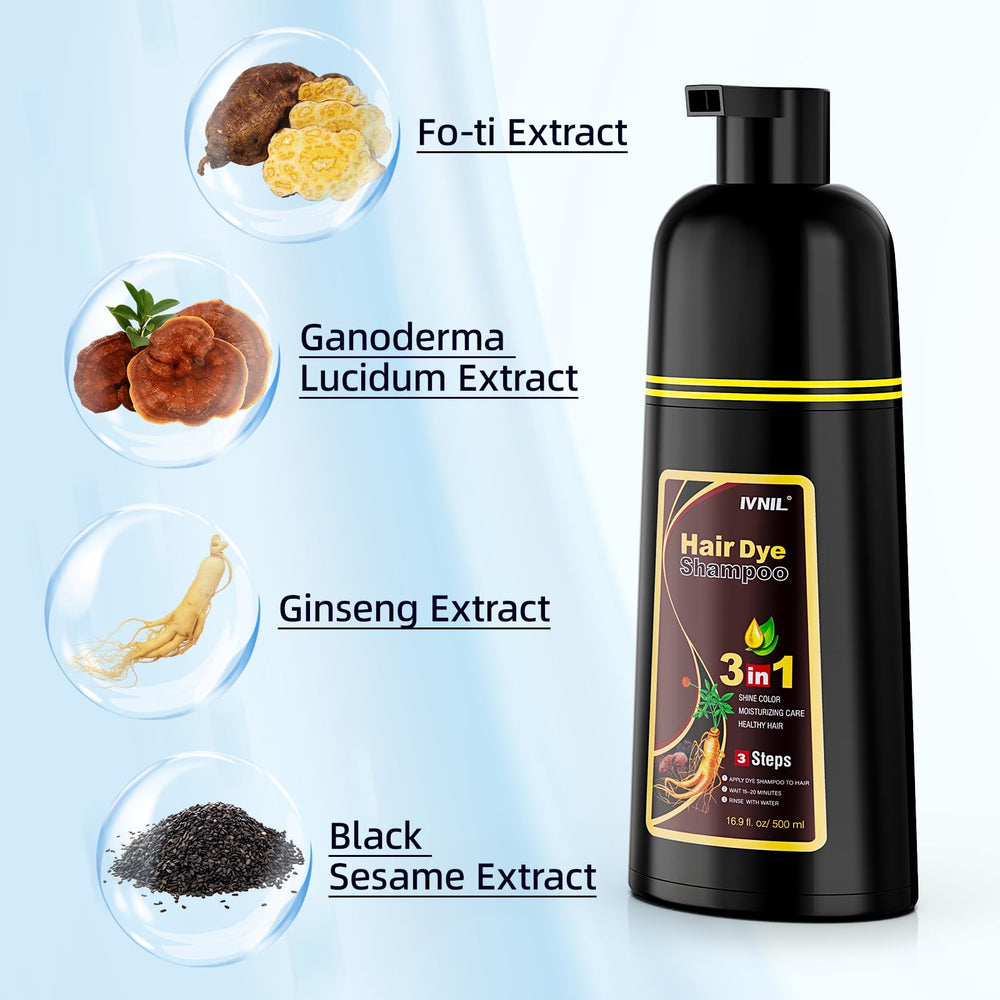 Ivnil Chestnut Brown Hair Dye Shampoo foam lather demonstrates easy application.
