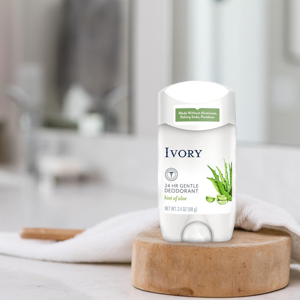 Ivory coconut deodorant label close-up emphasizing dermatologist tested claim