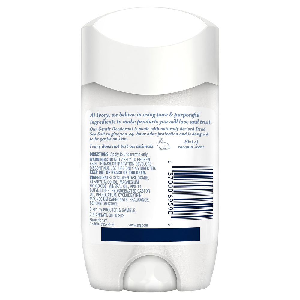 Ivory paraben-free deodorant product shot highlights clean ingredients and skin-friendly formula.