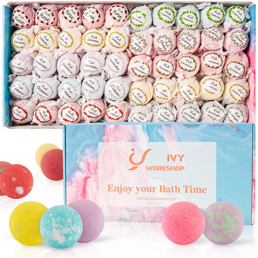 IvyWorkshop bath bombs gift set in a box, ready for gifting and pampering.