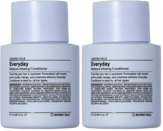J Beverly Hills Blue Everyday Moisturizing Conditioner bottle front promoting keratin hydration