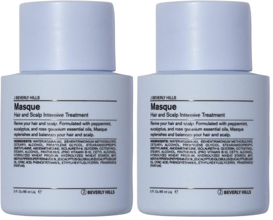 J Beverly Hills Blue Hair Mask bottle for scalp care and conditioning.