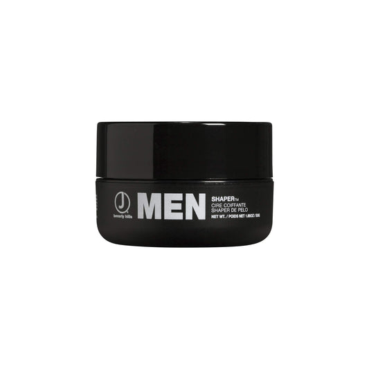 J Beverly Hills Men's Shaper Cream bottle emphasizing conditioning and styling versatility.