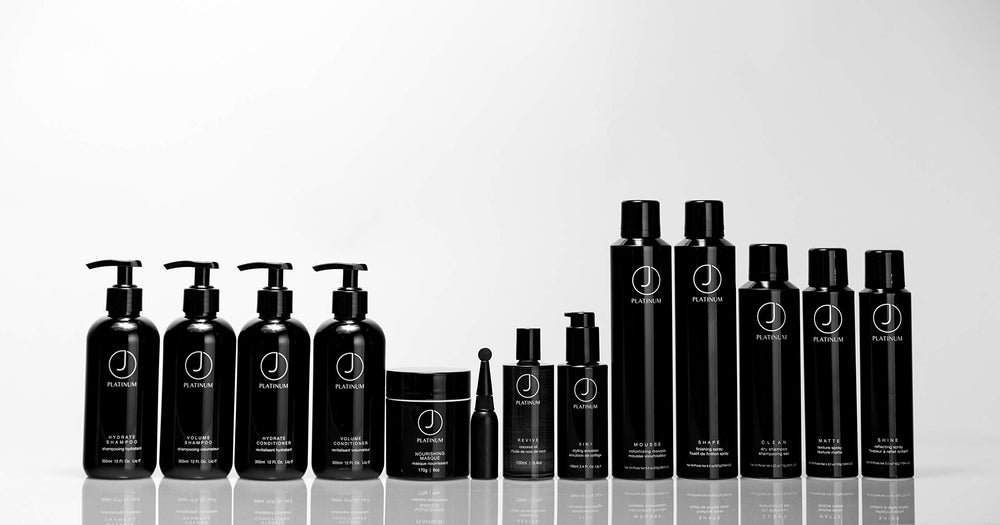 J Beverly Hills Platinum Volume Conditioner pump dispense shown for easy, mess-free use.