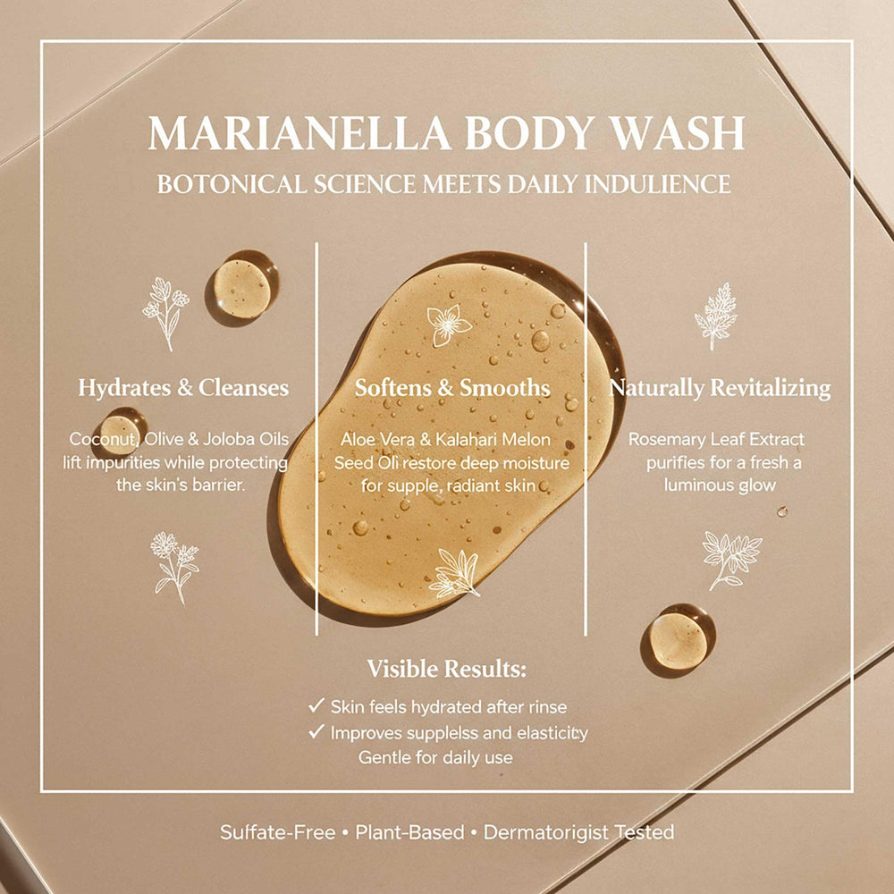 Jaboneria Marianella Hawaiian Black Lava Body Wash with coconut oil for hydrating care.