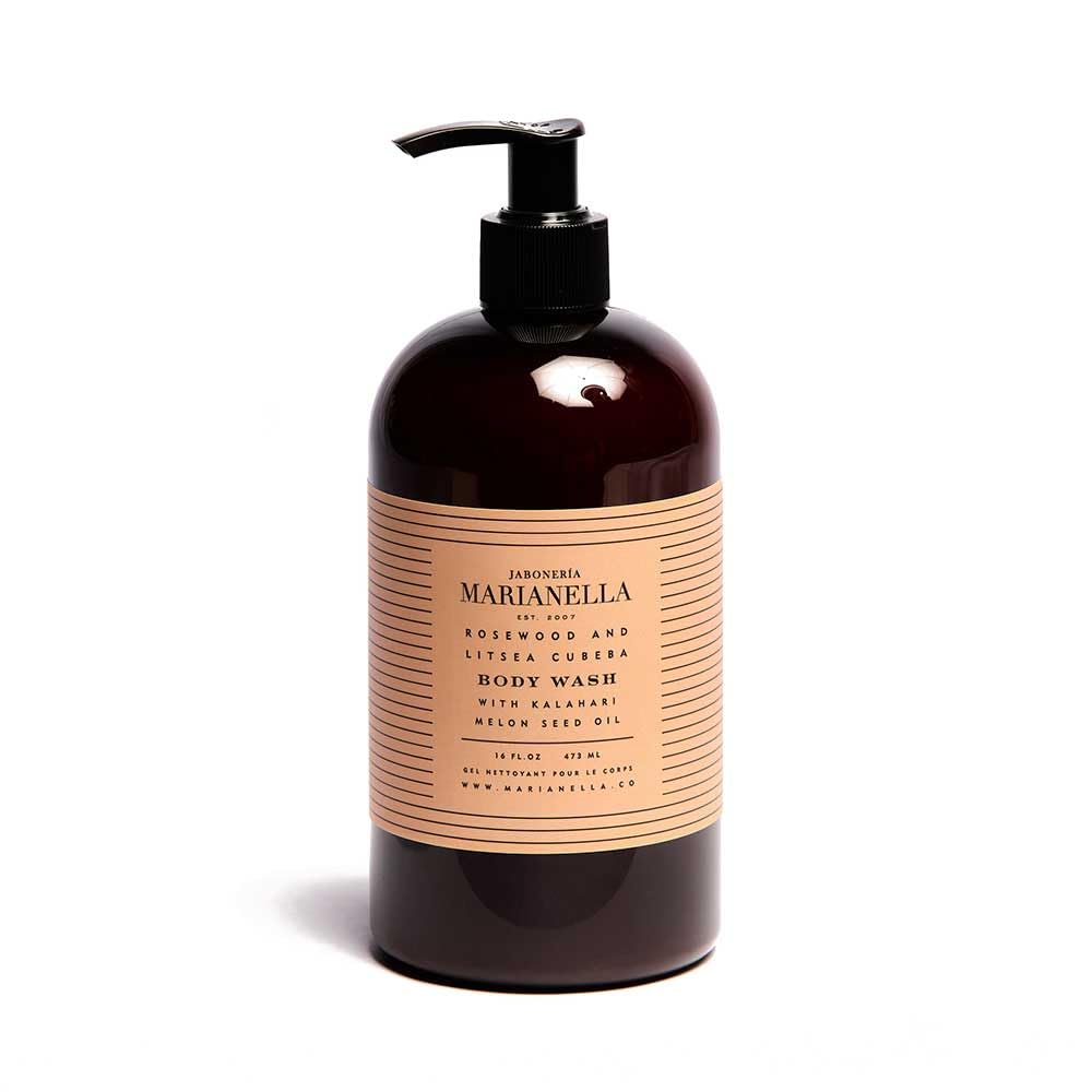 Jaboneria Marianella bottle with rosewood and litsea cubeba scent for a refreshing cleansing