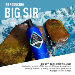 Jack Black Big Sir foam-lather—rich, skin-friendly cleansing for body and hair.