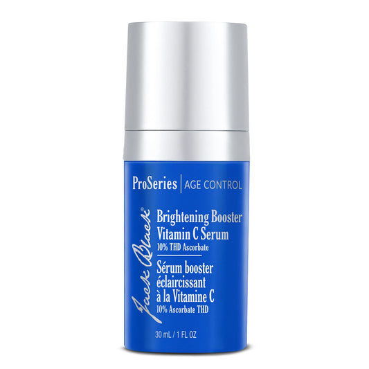 Jack Black Brightening Booster Serum bottle close-up highlights hydration and brightness