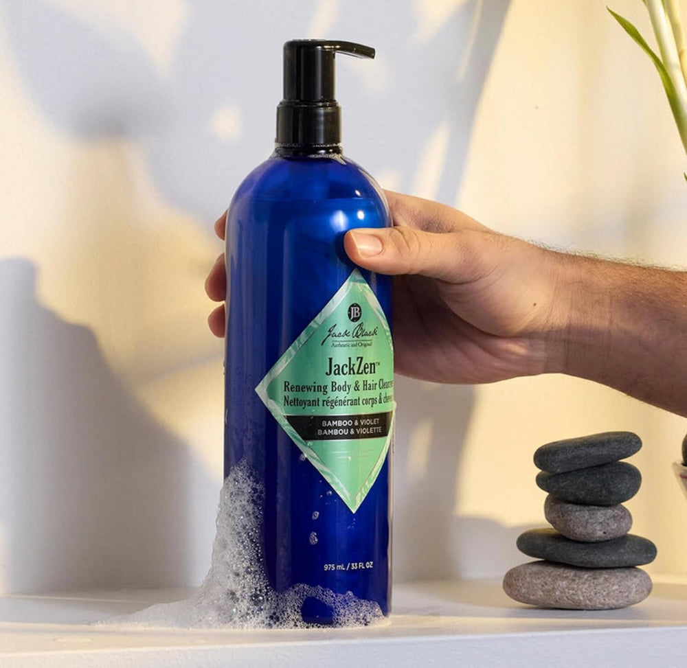 Jack Black JackZen Renewing glycerin helps retain moisture after showering