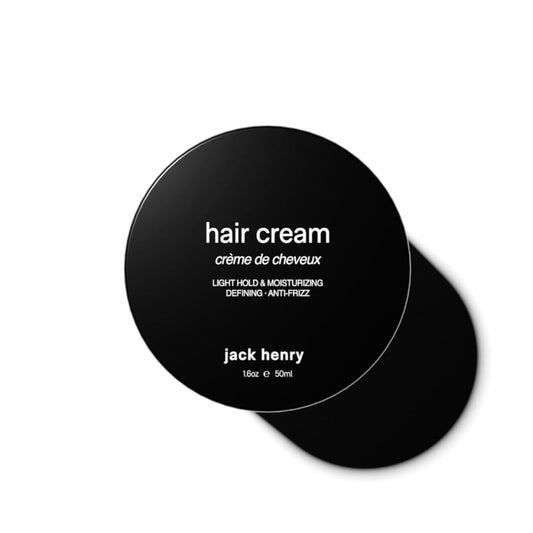 Jack Henry Hair Styling Cream bottle pour demonstrates lightweight hold with subtle shine.
