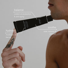 Jack Henry Super Face Cream texture swatch emphasizes quick absorption and non-greasy feel.