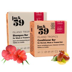 Jack59 Island Tropics shampoo bar closeup highlighting creamy lather and hydration.