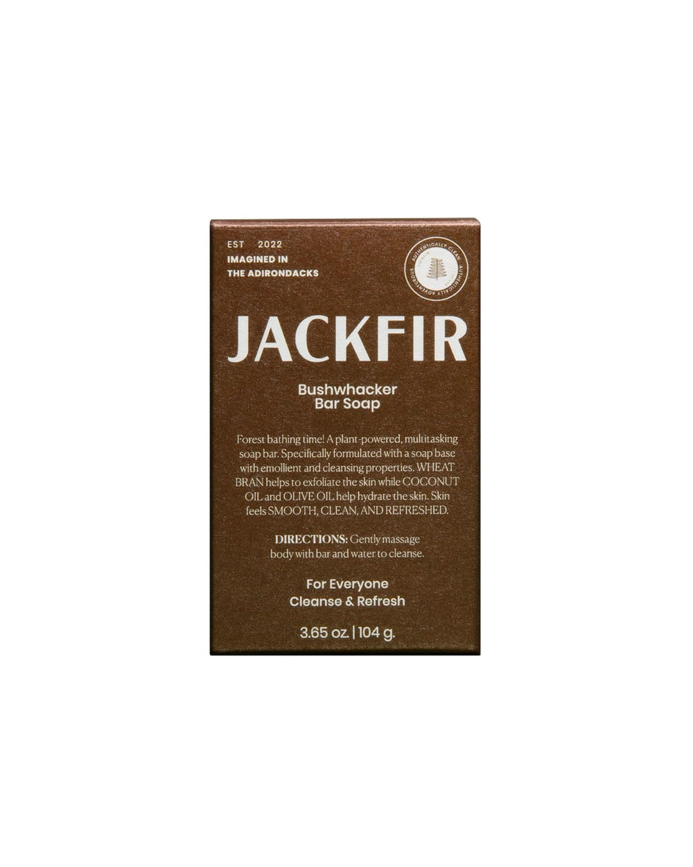 Jackfir Bushwhacker bar soap with wheat bran exfoliation for smoother skin