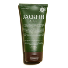 Jackfir Classic Shave Cream front tube shows organic ingredients and hydrating formula.