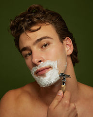 EWG Verified and cruelty-free badges on Jackfir Classic Shave Cream packaging.