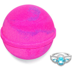 Jackpot Candles Love Potion bath bomb reveals ring size 9 during use.