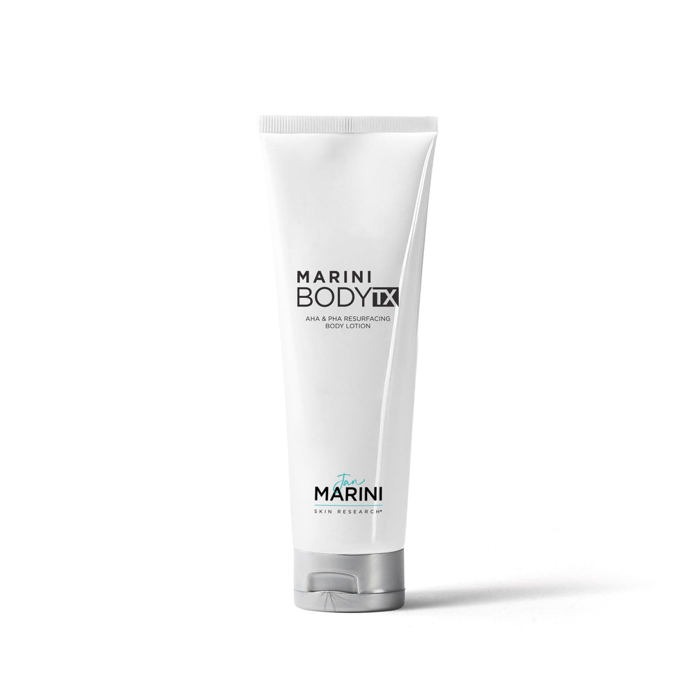 Jan Marini BodyTx bottle front, showcasing resurfacing treatment for smooth, radiant skin