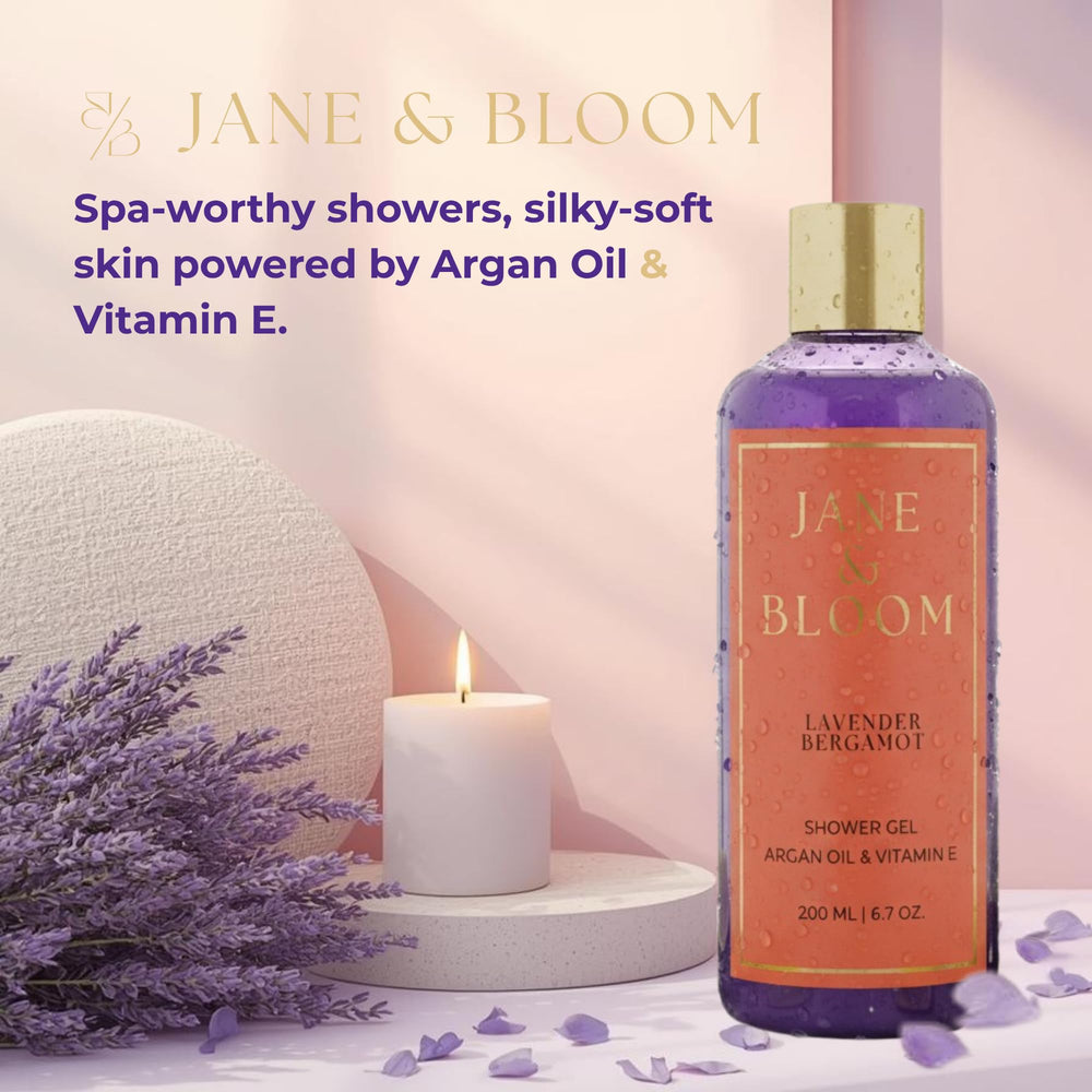 Jane & Bloom Bergamot Body Lotion bottle for hydrating skin after use.