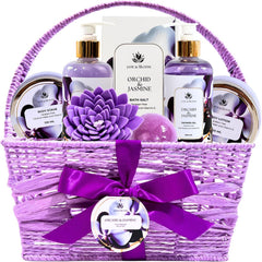 Jane & Bloom Orchid Jasmine Gift Basket for a calming at-home spa ritual