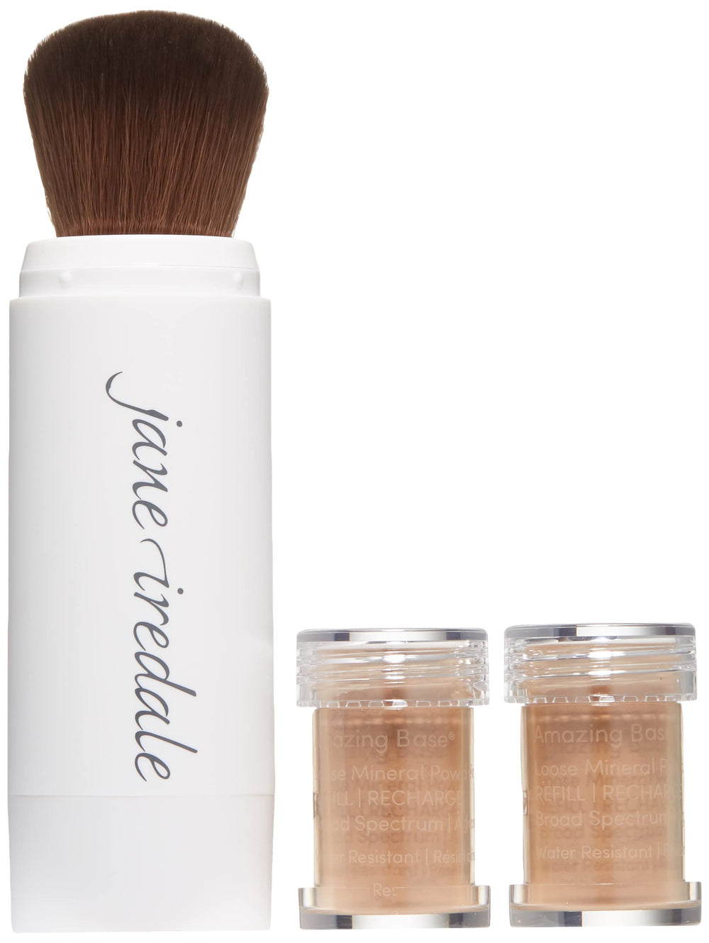 Jane Iredale Amazing Base velvet brush design delivering even coverage.