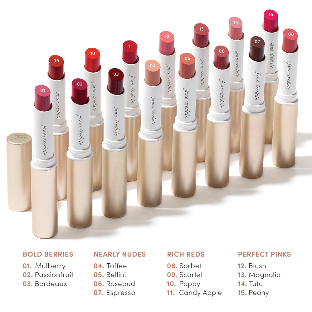 jane iredale ColorLuxe lipstick hydrating look emphasizes soft lips throughout day