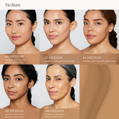 Jane Iredale Skintuition foundation blends to blur fine lines for smoother skin.