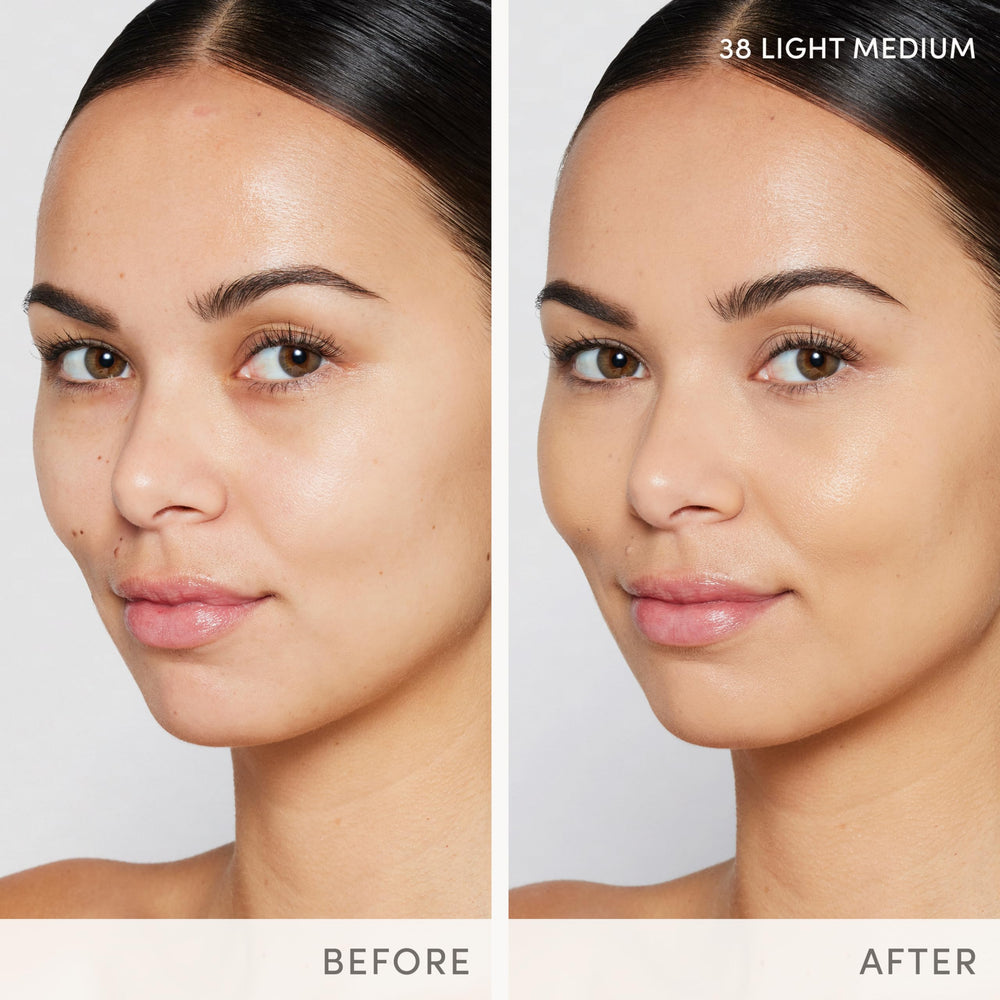 Jane Iredale Skintuition shade 38 light-medium swatch demonstrates easy real-match.