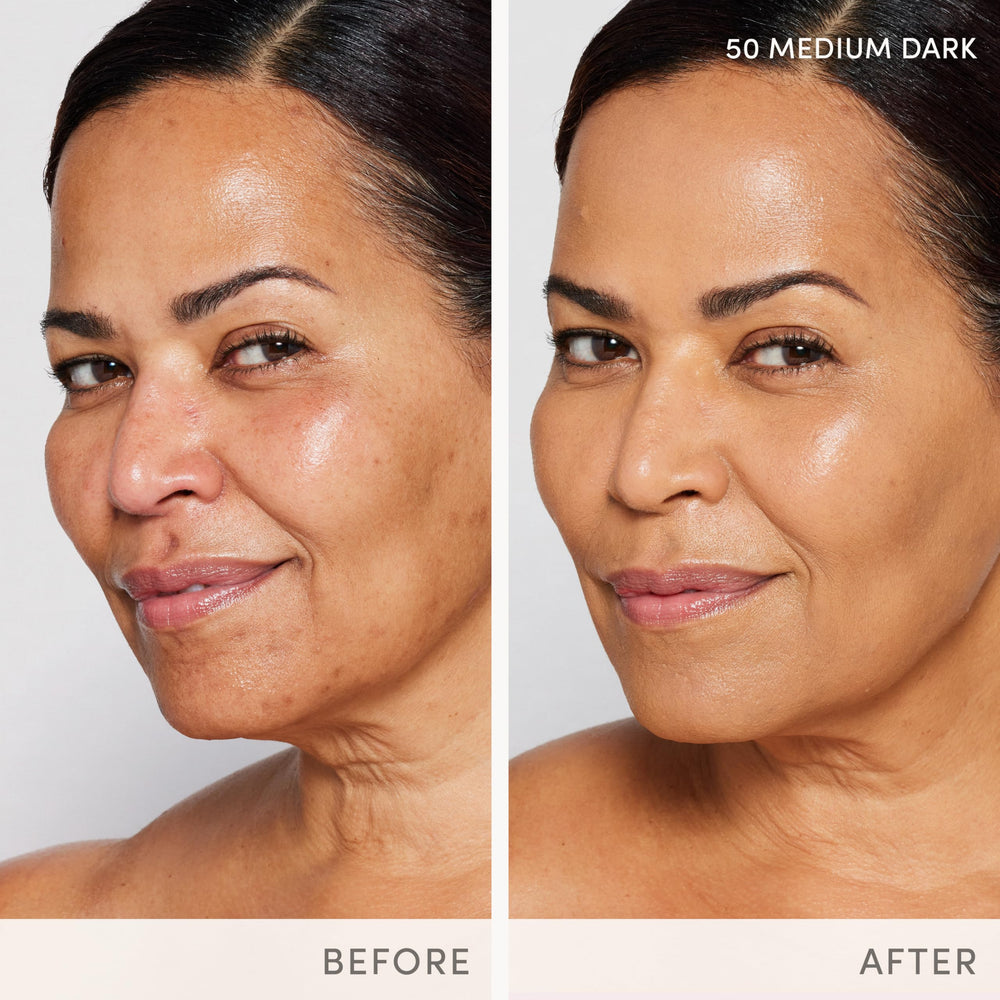 Jane Iredale Skintuition SPF 30 foundation pump application demonstrates easy blending.