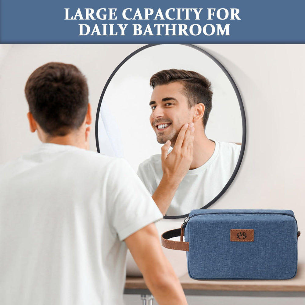 Janhavi toiletry bag blue interior pocket, keeps grooming essentials neatly organized.