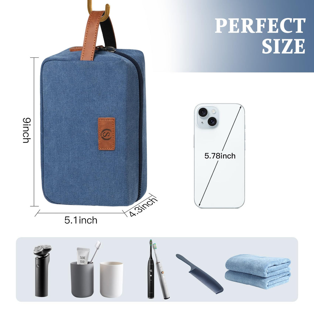 Janhavi toiletry bag blue zipper close-up, durable hardware.