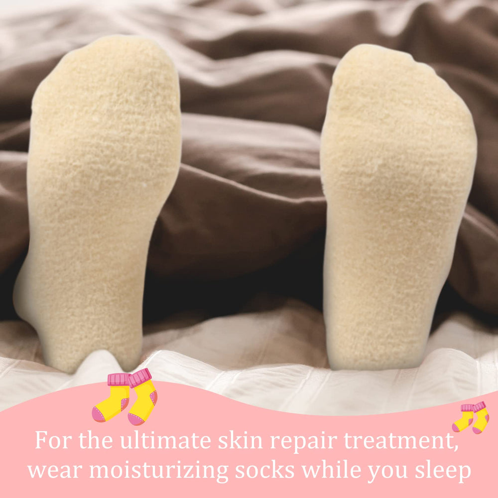 Janmercy Aloe Socks aloe gel infusion detail for potential skin-softening routine.