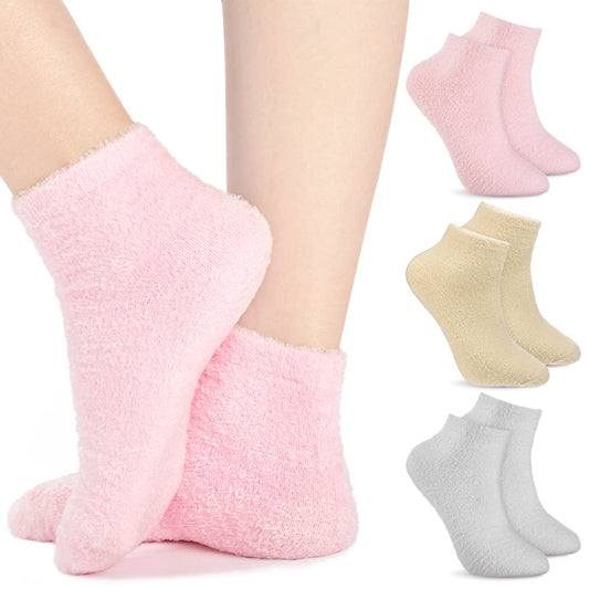 Janmercy Aloe Socks pink close-up for cozy home foot care.